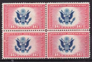 US #CE2 CENTER LINE BLOCK 4. U(?)VF. EXTREMELY LIGHT CANCEL.