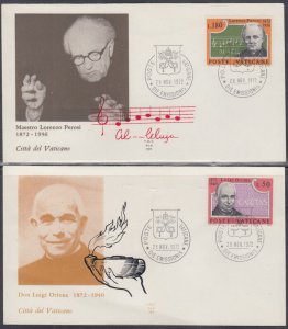 VATICAN Sc #526-7 SET of 2 DIFF FDC X 2 STAMPS ORATORIO HALELUJAH by PEROSI