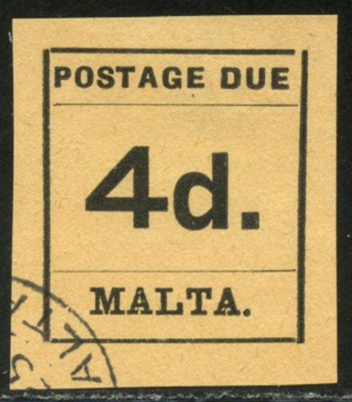 MALTA Sc#J7 SGD7 1925 4p Type-Set Postage Due Stamp Used