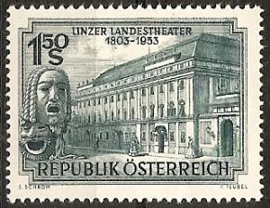 AUSTRIA  589 MINT OG 1953 STATE THEATER-MASKS CV $18.00