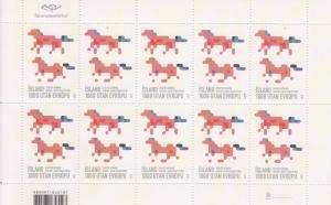 Iceland 2013 MNH Minisheet of 10 Stylized horses - Graphic Design - Design IV