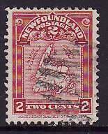 Newfoundland-Sc#86- id12-used 2c rose carmine Maps-1908-