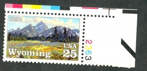 2444 Wyoming  MNH plate number single - PNS