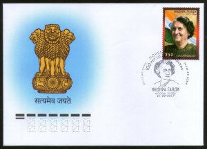 Russia 2017 Indira Gandhi 1st Women Primeminister of India Birth Cent FDC # 8152