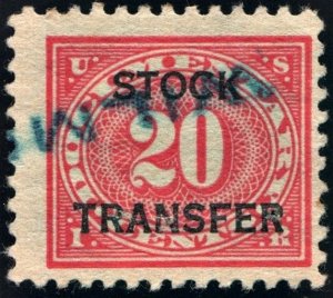 RD6 20¢ Revenue: Stock Transfer (1918) Used