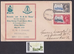 Bermuda, SG 95m, used Bird by Turret variety ON 1935 Cover