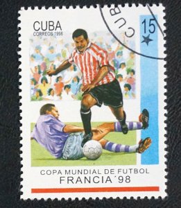 CUBA Sc# 3898  WORLD CUP OF SOCCER France football 15c  1998 used