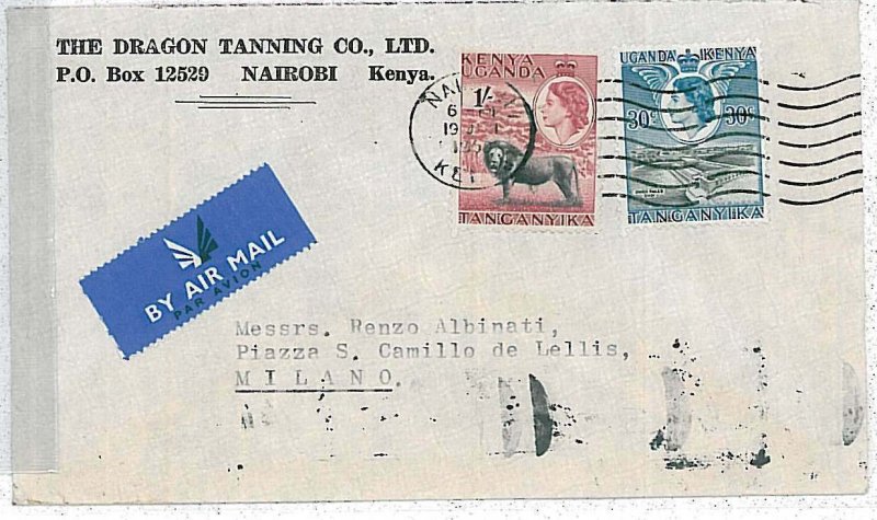 26903 -  KENYA Uganda TANGANIKA - POSTAL HISTORY  AIRMAIL COVER to ITALY 1930