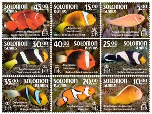 SOLOMON IS. - 2015 - Fishes - Perf 9v Set - Mint Never Hinged