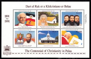Palau 1991 MNH Sc 288 Sheetlet of 6 29c Centennial of Christianity in Palau