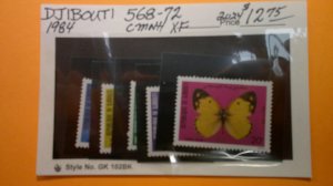 Djibouti 1984 Butterflies Scott# 568-572 complete MNH XF set of 5