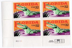 Scott #2950 Florida Gators Plate Block of 4 32¢ Stamps - MNH