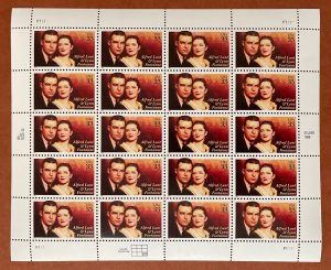 Scott 3287 LUNT & FONTANNE Sheet of 20 US 33¢ Stamps MNH 1999