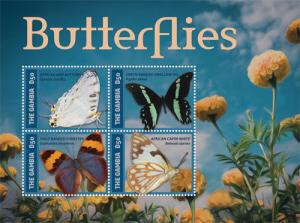 Gambia 2014 - Butterflies on Stamps - sheetlet of 4 stamps - Scott #3620 - MNH