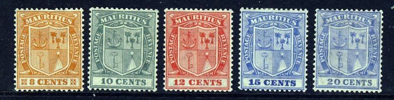 MAURITIUS 1921-26 A Watermark Multiple Script  CA Group SG 214 to SG 220 MINT 