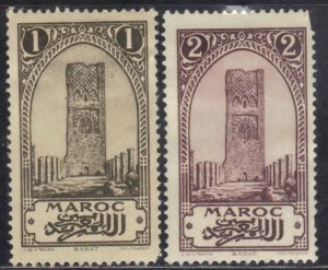 FRENCH MOROCCO SC# 90+91 **MH** 1c+2c  1923-27     SEE SCAN