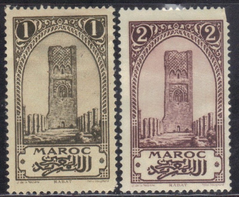 FRENCH MOROCCO SC# 90+91 **MH** 1c+2c  1923-27     SEE SCAN