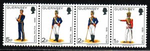 Guernsey # 96/98 /102A - Strip of Four ~ Mint, NH ~ cv .80