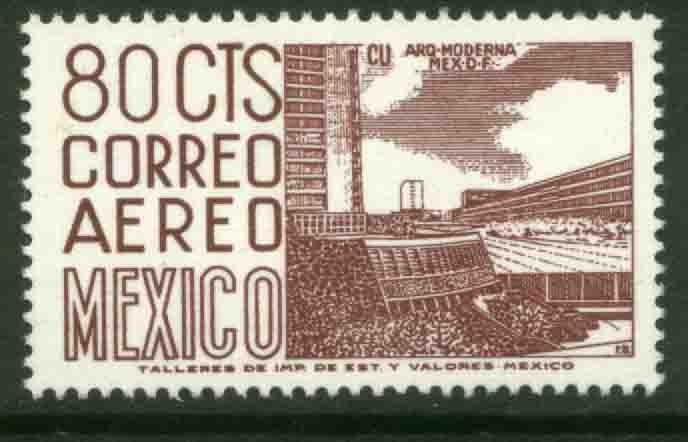 MEXICO C265 80¢ 1950 Def 8th Issue Fosforescent glazed MINT, NH. VF.