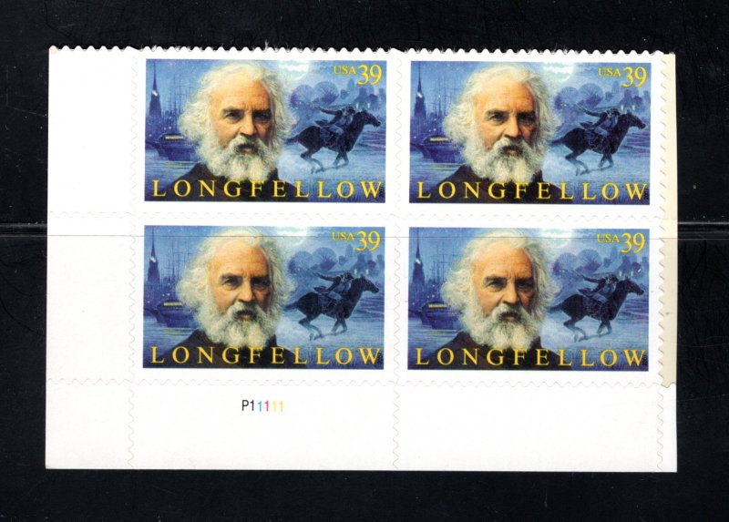 US #4124,  Plate# Block of 4, VF, MNH, Longfellow, CV $3.20 .... 6785947