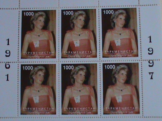 TURKMENISTAN  STAMP: 1997- PRINCE DIANA- WITH PINK DRESS -MINT NH MINI  SHEET