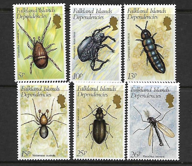 FALKLANDS DEPENDENCIES 1L66-1L71 MNH BUGS SET 1982