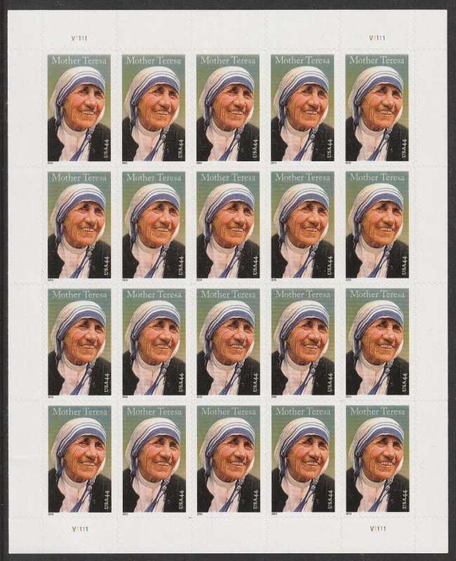 US 4475 Mother Teresa 44c sheet 20 MNH 2010