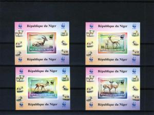 Niger1998 WWF DORCAS GAZELLE (4) Deluxe Imperforated Mint (NH)