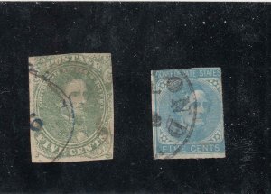 CONFEDERATE STATES # 1,6  FVF-USED  5cts JEFFERSON DAVIS /BLUE & GREEN CV $203