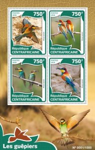 C A R - 2016 - Bee-eaters - Perf 4v Sheet - Mint Never Hinged