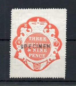 3/9 EMBOSSED REVENUE MOUNTED MINT OVERPRINTED 'SPECIMEN'