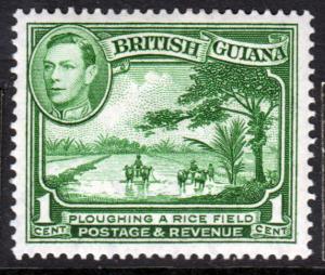 British Guiana KGVI 1938 1c Green SG308b Mint Lightly Hinged