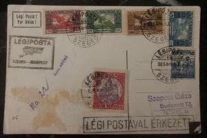 1925 Szeged Hungary Early Airmail Postcard cover to Budapest