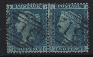 GB 1858 2d blue plate 8 very fine used pair RK-RL