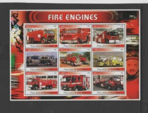 SOMALIA 2002 FIRE ENGINES MINT VF NH O.G SHEET 9 (10SOM))