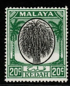 MALAYA KEDAH SG84 1950 20c BLACK & GREEN MTD MINT