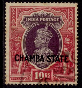 INDIAN STATES - Chamba GVI SG97, 10r purple & claret, USED. Cat