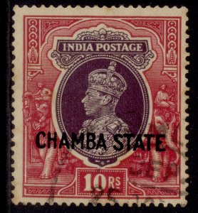 INDIAN STATES - Chamba GVI SG97, 10r purple & claret, USED. Cat £2000.