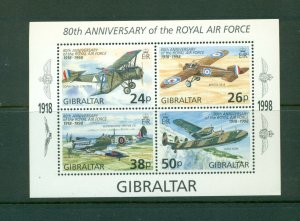 Gibraltar #759  (1998 RAF Planes sheet) VFMNH CV $5.00