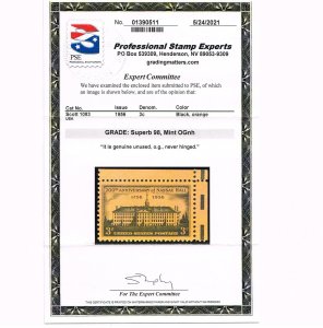 EXCEPTIONAL GENUINE SCOTT #1083 MINT PRISTINE OG NH PSE CERT GRADED SUPERB-98