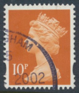 GB  Machin 10p SG Y1676 2 bands Used SC# MH250  see scans & details
