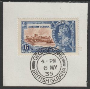Br GUIANA  1935 KG5 SILVER JUBILEE  6c on piece with MADAME JOSEPH  POSTMARK