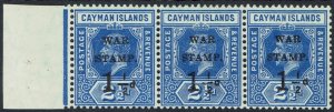 CAYMAN ISLANDS 1917 KGV WAR STAMP 1½D ON 2½D STRIP */**