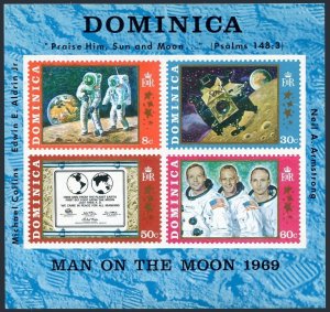 Dominica 296a sheet, MNH. Mi Bl.2. Moon landing, Armstrong, Aldrin, Collins.1970