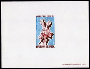 Senegal 1968 Sc#C65 - JUDO -  MEXICO OLYMPIC GAMES DELUXE IMPERFORATED S/S MNH