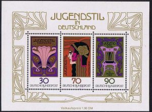 Germany 1977,Sc.#1243 MNH, souvenir sheet, German Art Nouveau