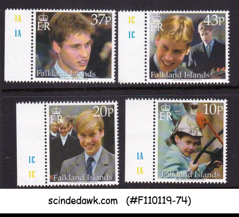 FALKLAND ISLANDS - 2000 PRINCE WILLIAM 18th BIRTHDAY SC#762-65 4V MNH