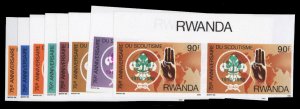 Rwanda #1122-1129, 1982 Boy Scouts, set of imperf. sheet margin pairs, never ...