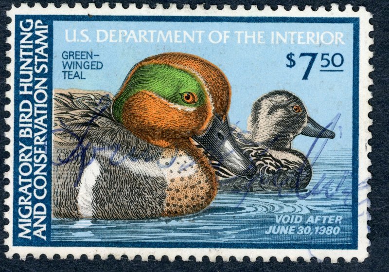 #RW46 – 1979 $7.50 Green-Winged Teal. Used.