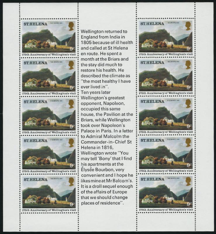 St Helena 342-3 Sheets MNH Duke of Wellington, The Briars